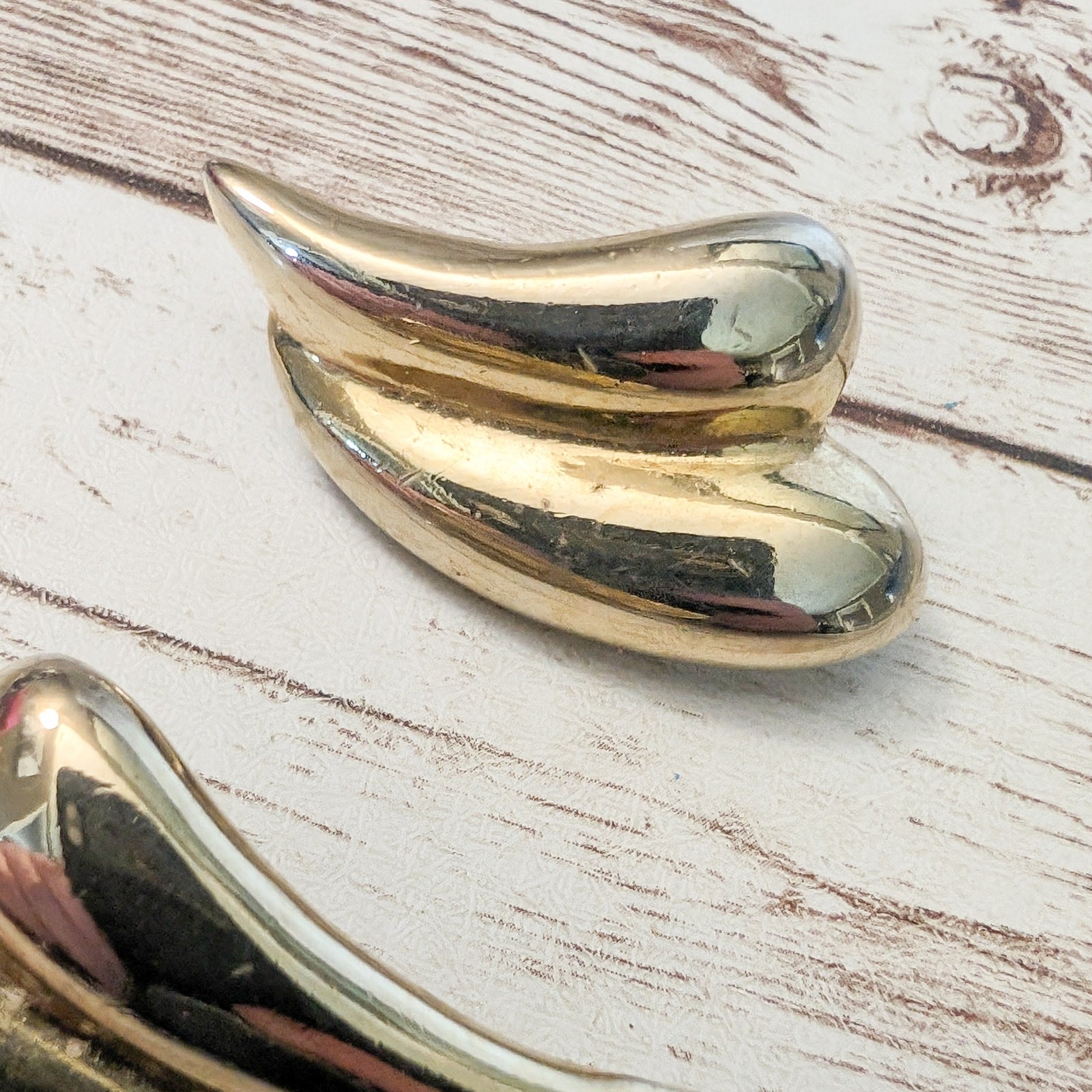 Vintage Earrings For Pierced Ears – 1 & 5/8″ Double Swish – Fair Condition