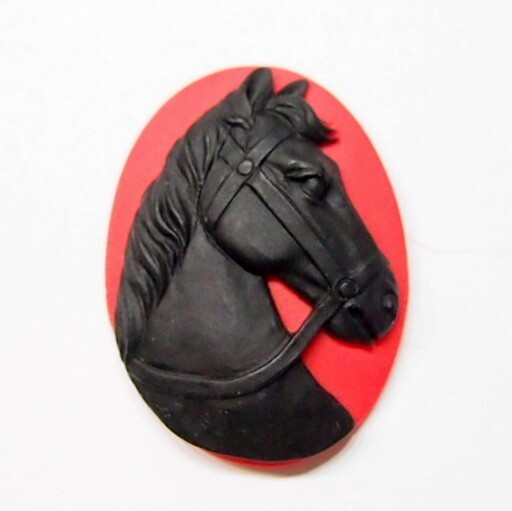 4 Different Colors of 40x30mm Horse Portrait Cameos, Very Nice
