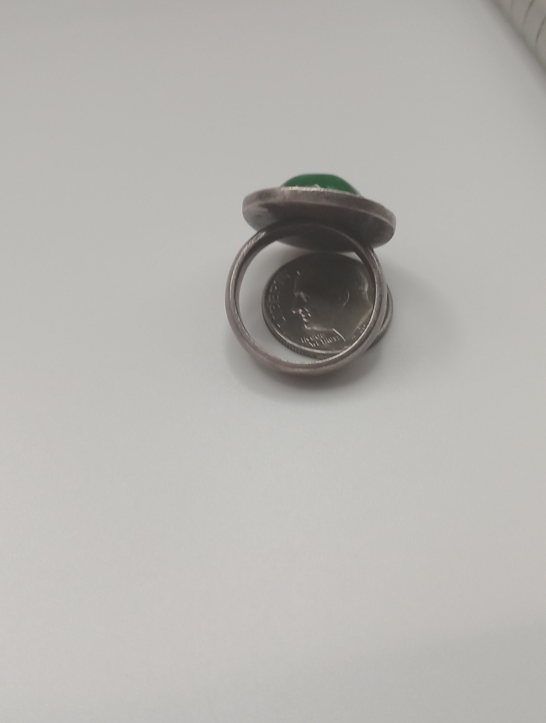 VINTAGE/Antique Silver 950 Chrysoprase Ring Sz 7.75 Has Patina See Pictures