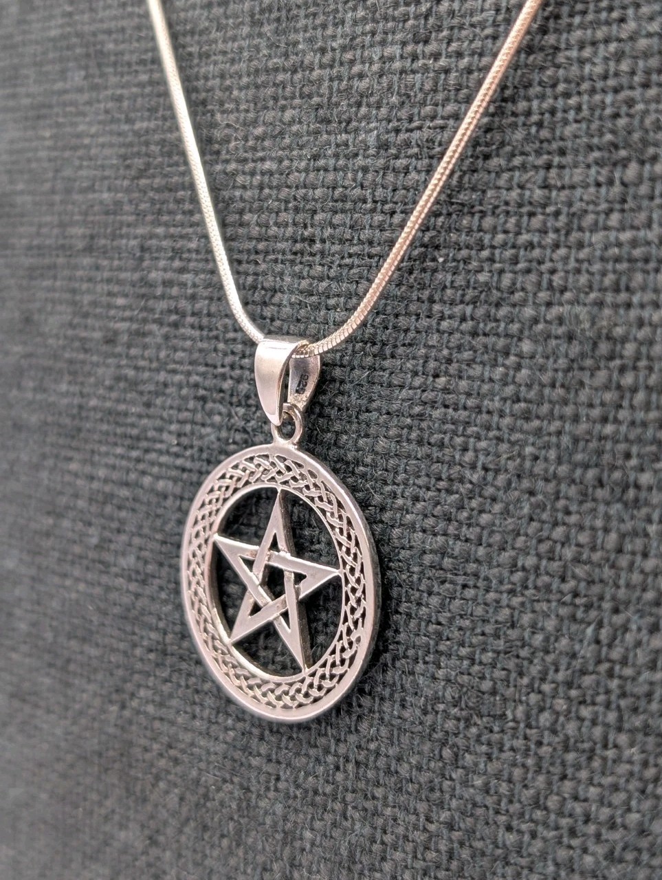 Vtg 925 Sterling Silver Celtic Pentacle Pendant 20″ Snake Chain Unisex Necklace