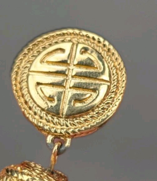 Vintage Givenchy Clip On Earrings Tassel Dangle Gold Tone