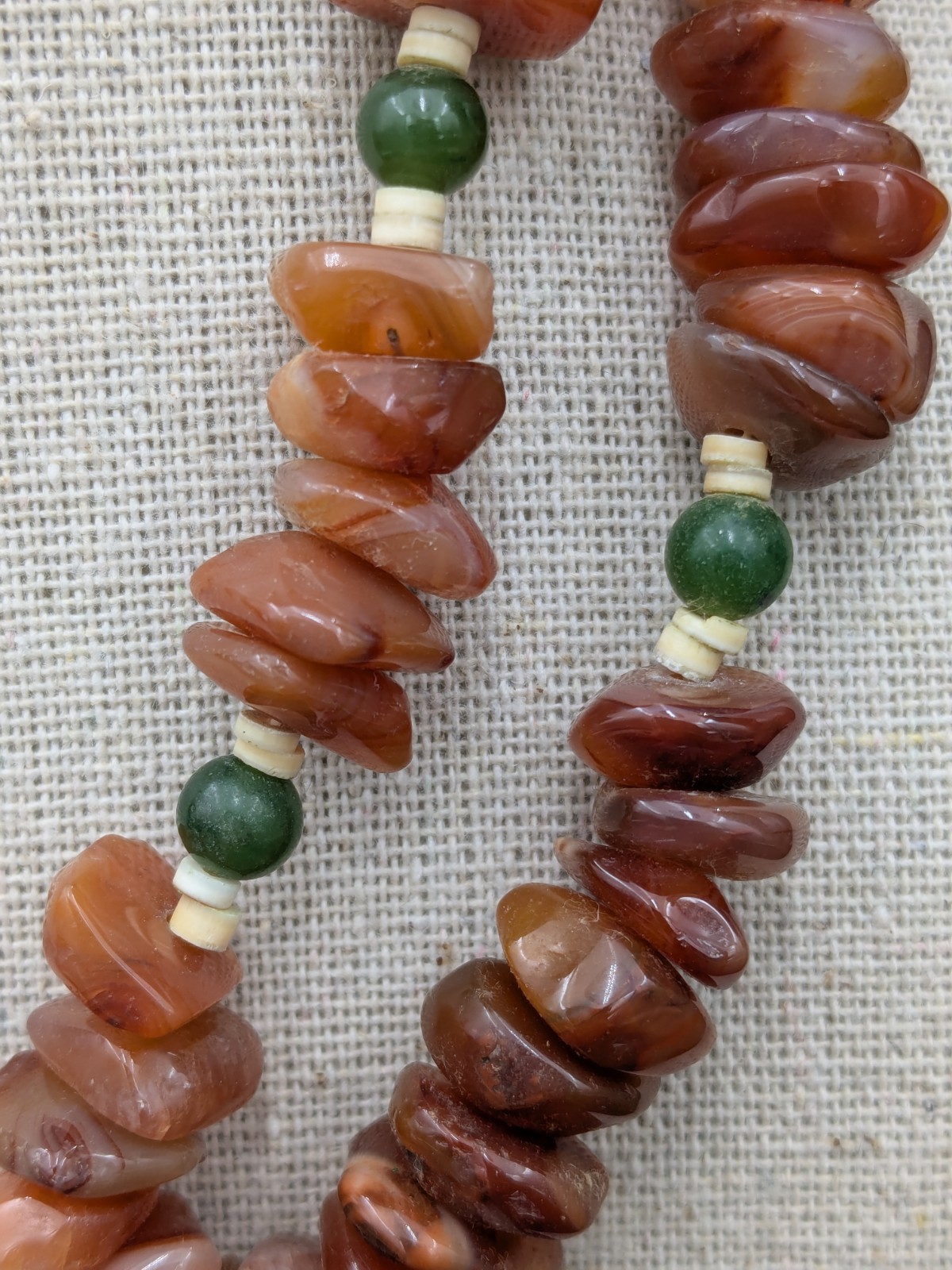 Vintage Jade and Carnelian Butterfly Pendant Statement Necklace