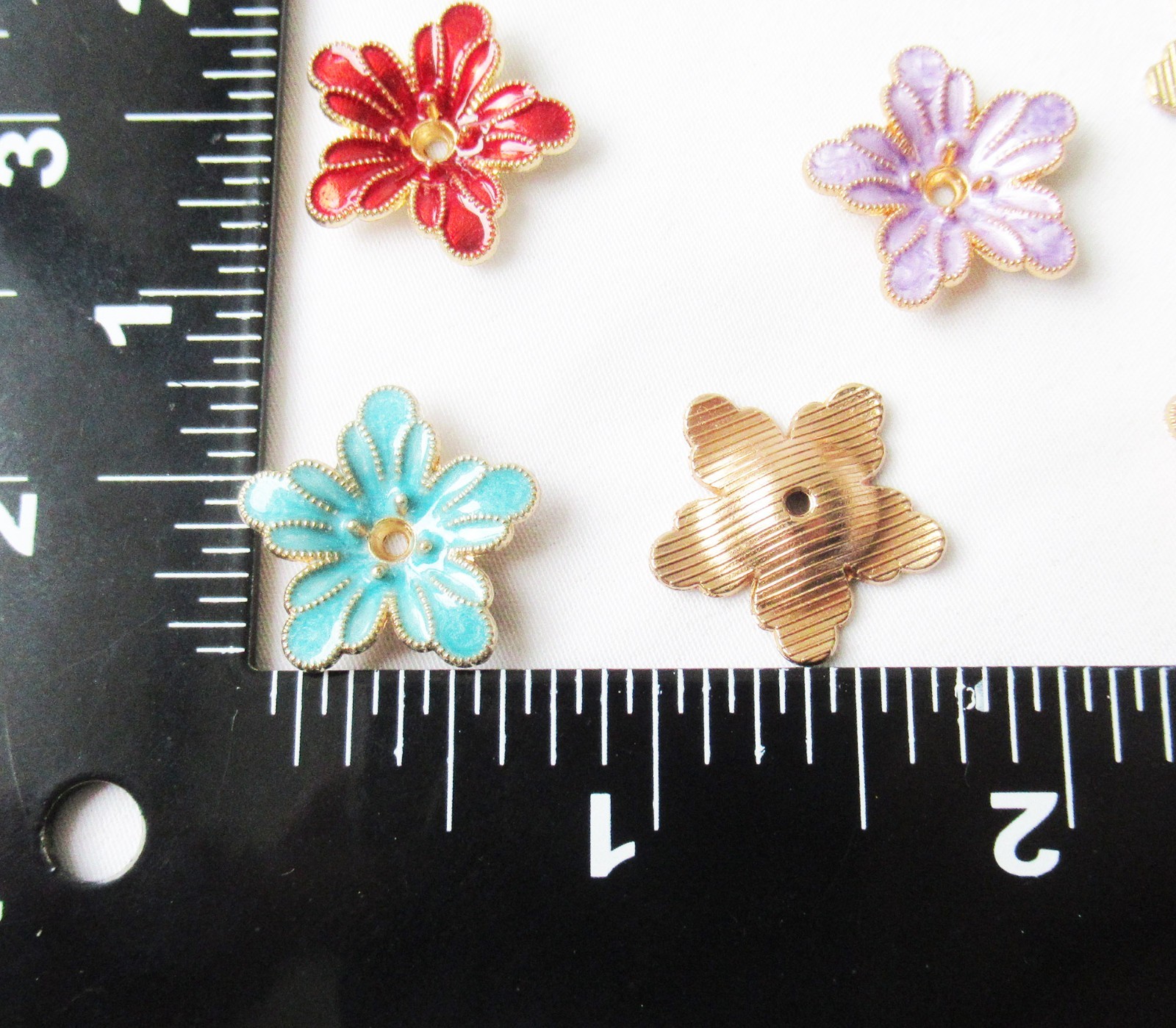 50pcs Enamel Flower 20mm Metal Alloy KC Gold Plated Floral Findings for Jewelry