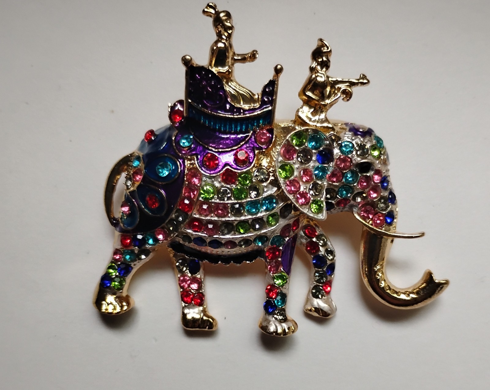Colorful Royal Elephant Brooch | Sparkling Rinestone Jewelry Pin Accessory
