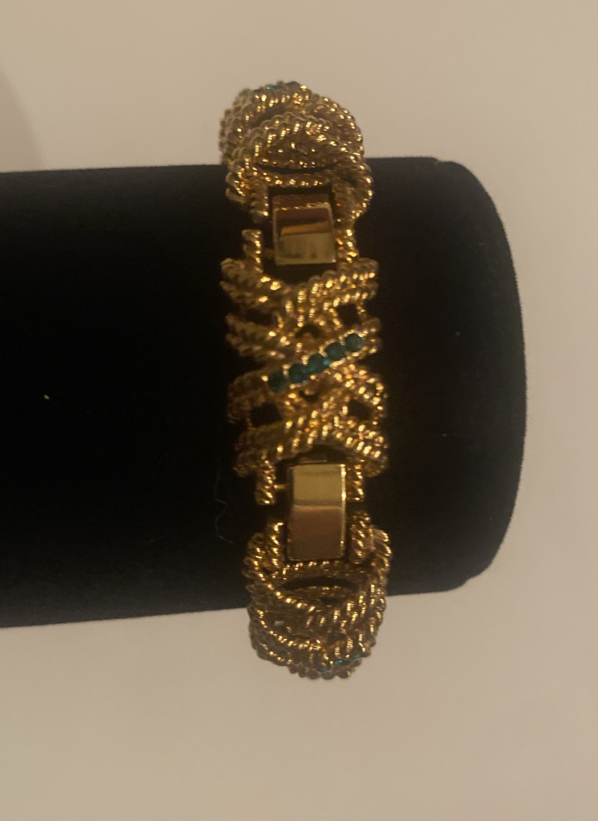 Camrose & Kross Jackie Kennedy Emerald And Crystal Thick Gold Bracelet JBK