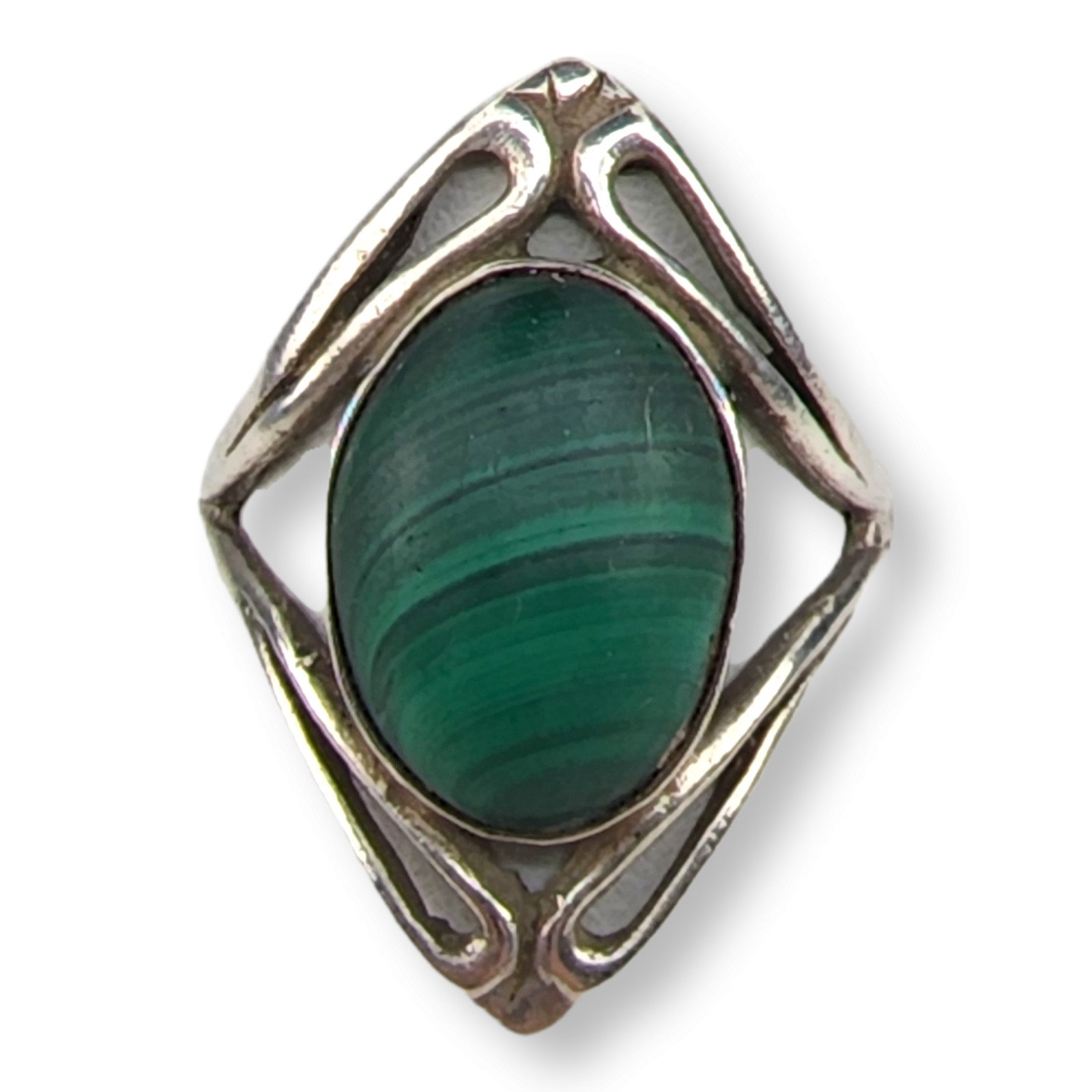Vintage Sterling Silver 925 Malachite Stone Ring Size 6.5