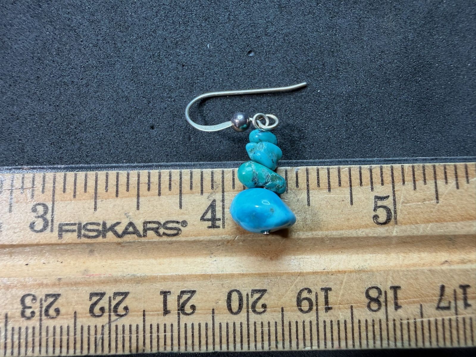 2.15g Vintage Sterling Silver 925 Drop Dangle Earrings Blue Nugget Beads M
