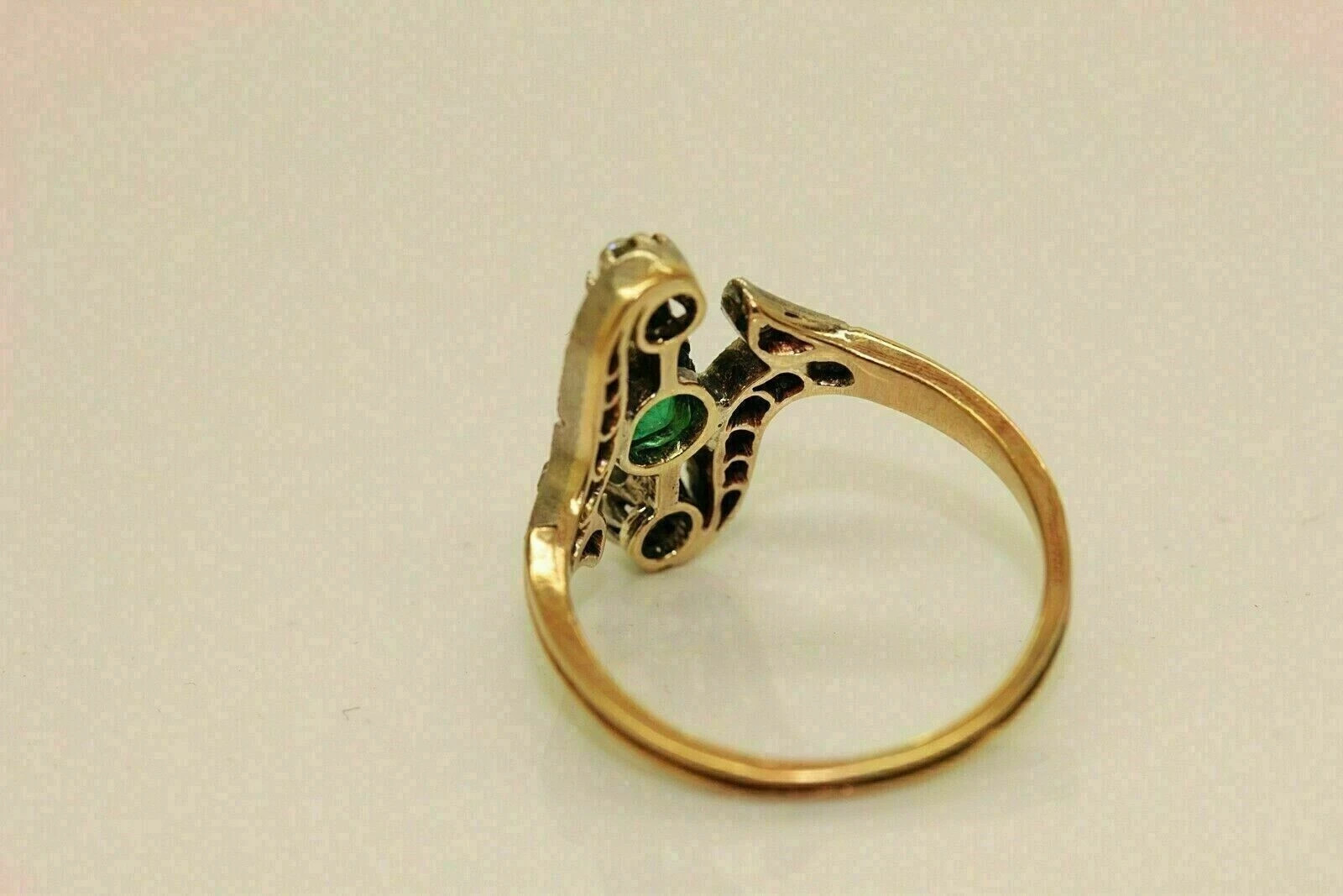 2Ct Art Deco Style Lab Created Emerald Engagement & Wedding 14K Gold Finish Ring