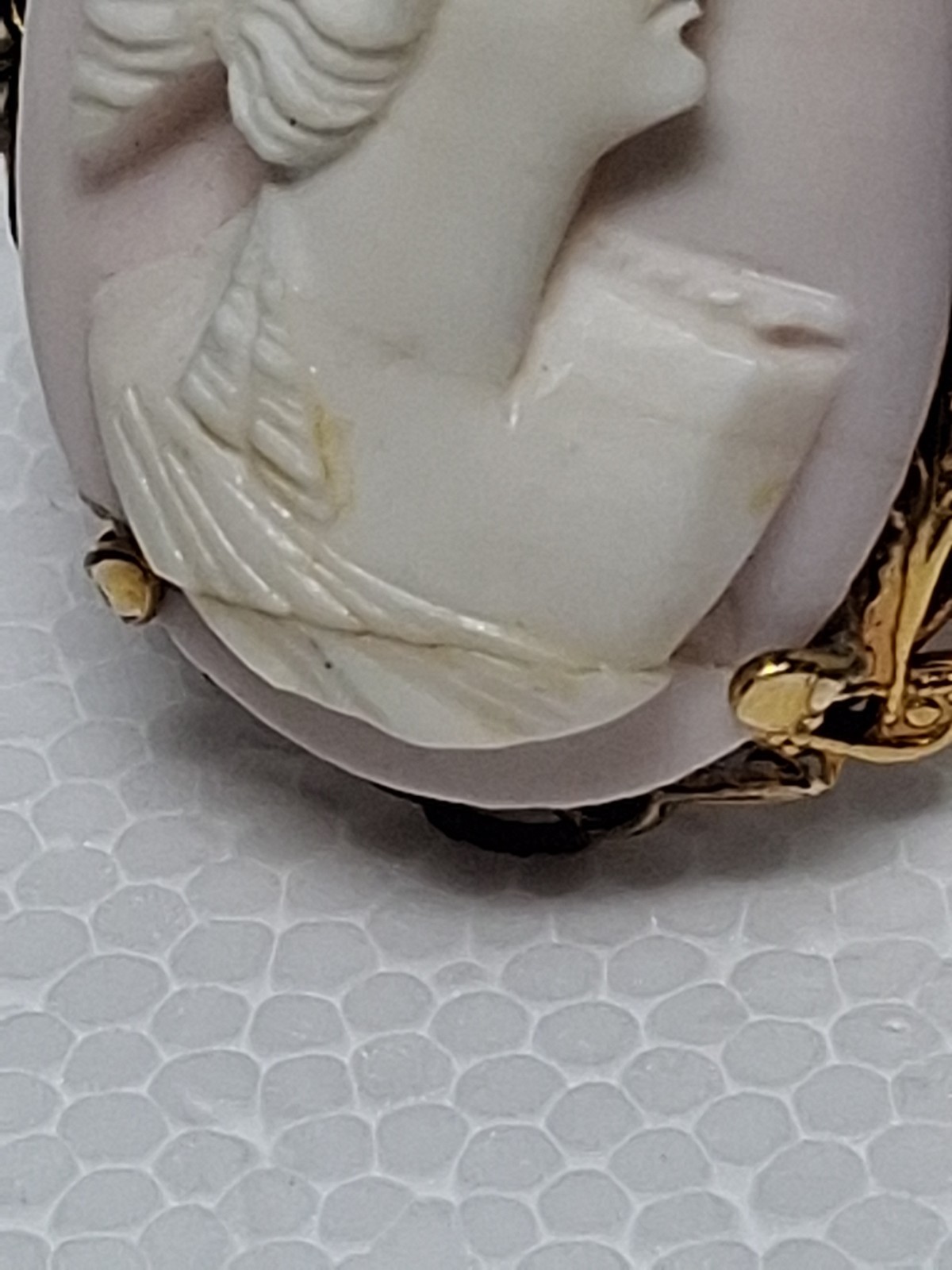 Antique Shell Cameo Brooch Pale Pink 1/20 12kt Gf Damage To Cameo Noted In Photo