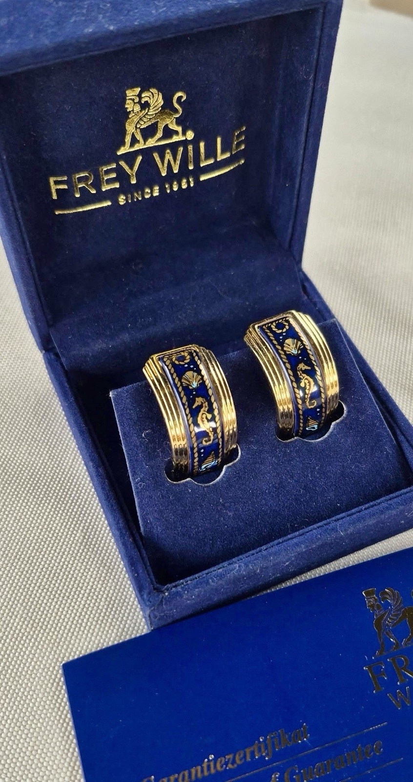 Rare Vintage Maritime 24k Gold Plated Frey Wille Clip Earrings