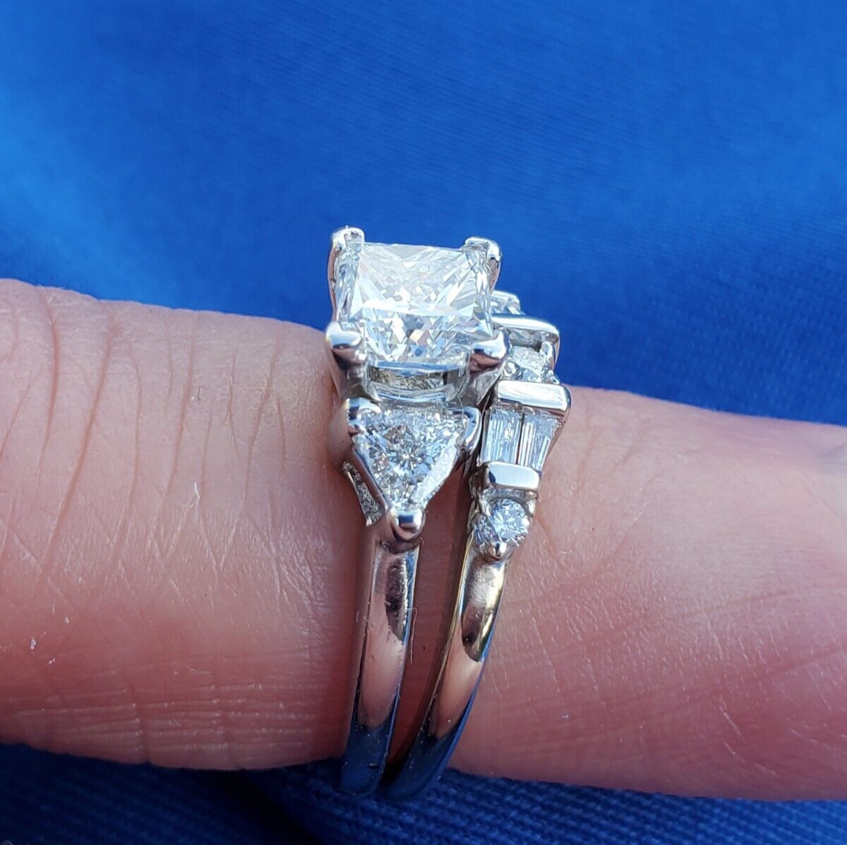 Original EARTH MINED DIAMOND Wedding Band Stack Design 14K WHITE GOLD Ring Guard