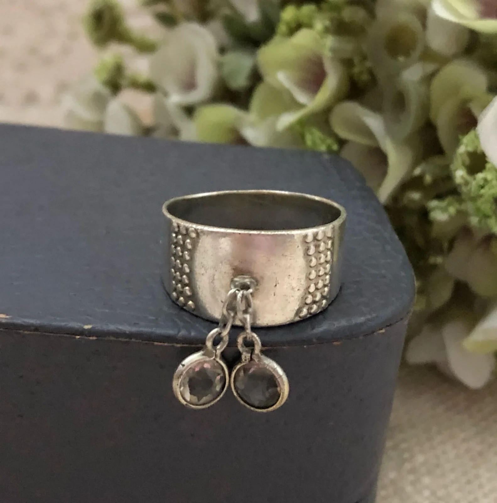 Rare Model Estate Vintage Ring Soviet Silver 875 Rock Crystal Size 6.5 USSR