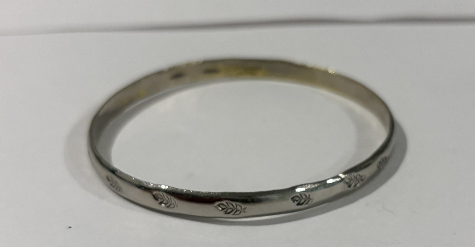 Vintage Taxco 925 Sterling Silver Leaf Design Stackable Bangle Bracelet 13,64 G
