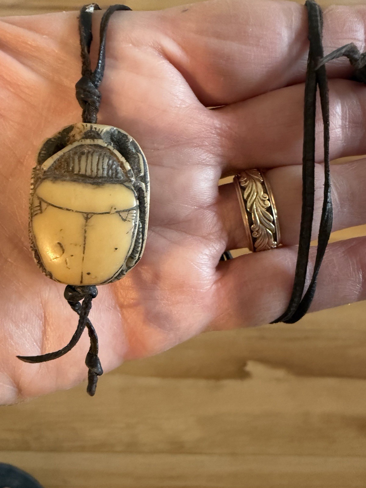 Vintage Elegant Egyptian scarab necklace with a handcrafted stone design