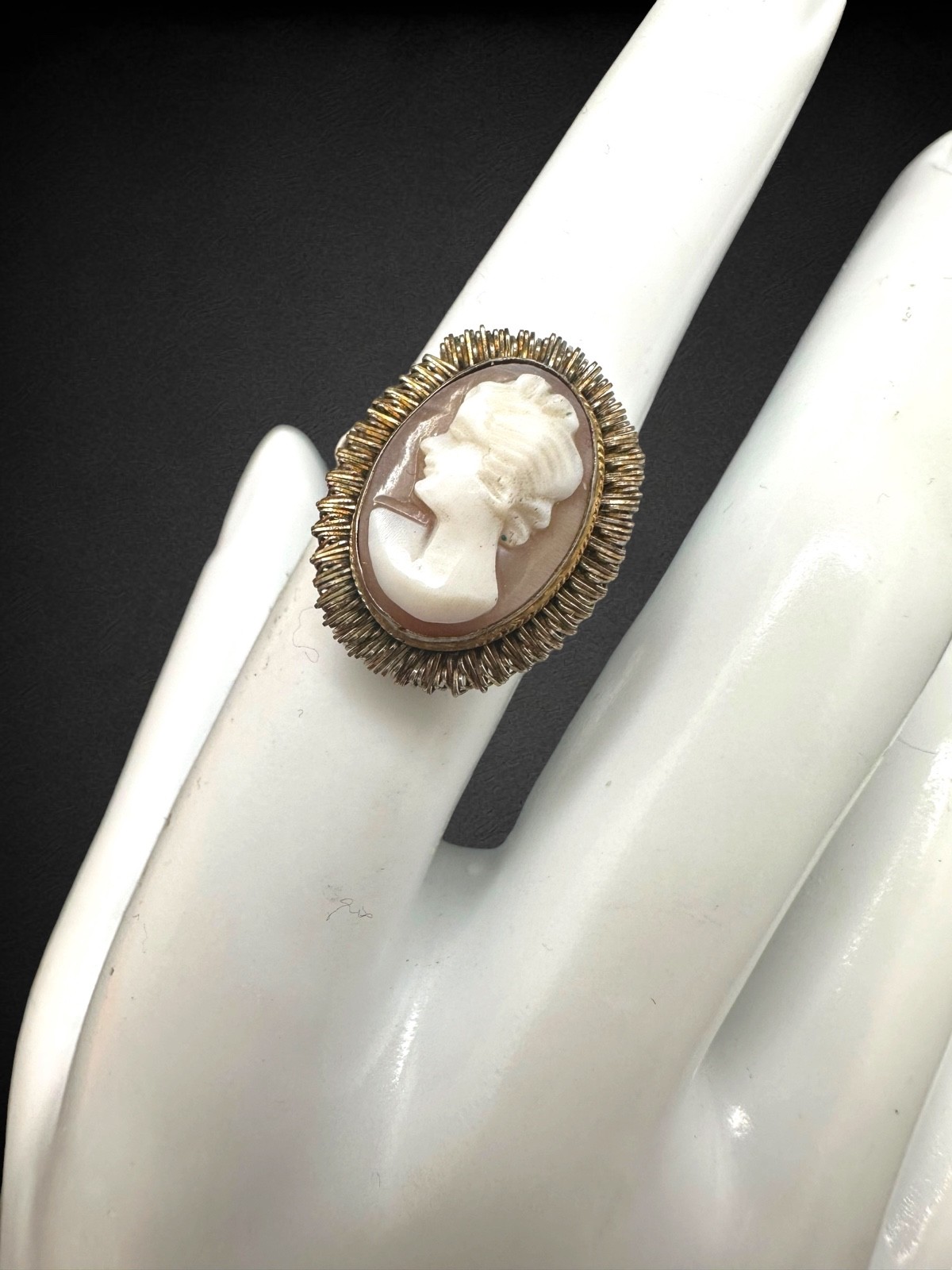 Vintage Italian Cameo 800 Silver Jewelry Set in Box Ring Necklace Earrings