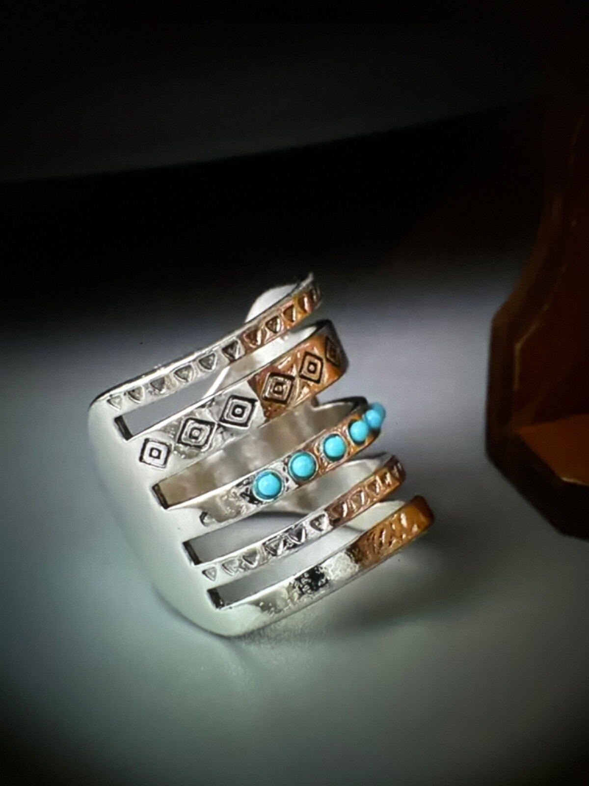 925 Silver Plated Zinc Alloy Material Wide Vintage Size 8 Ring