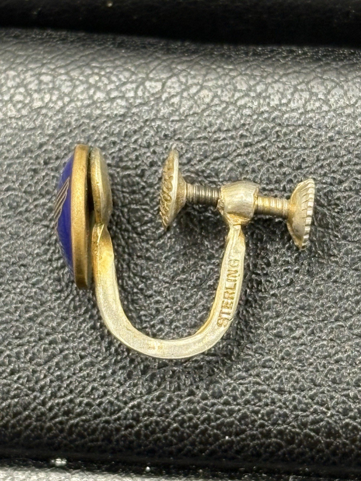 Antique U.S. Army Gold Sterling Silver Screw Back Earrings B24