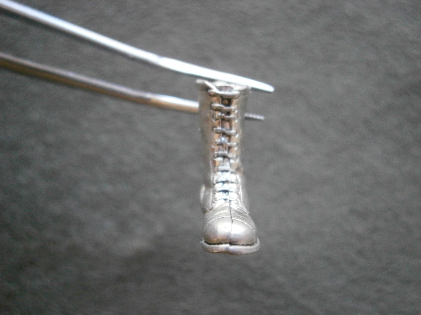 Army Paratrooper Jump Boot Vintage Crest Craft Silvertone Charm Pendant 4.9g