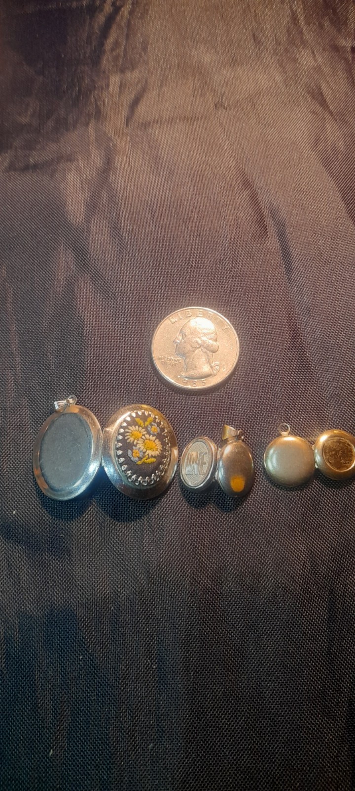 3 Vintage Antique Lockets Pendants Lot