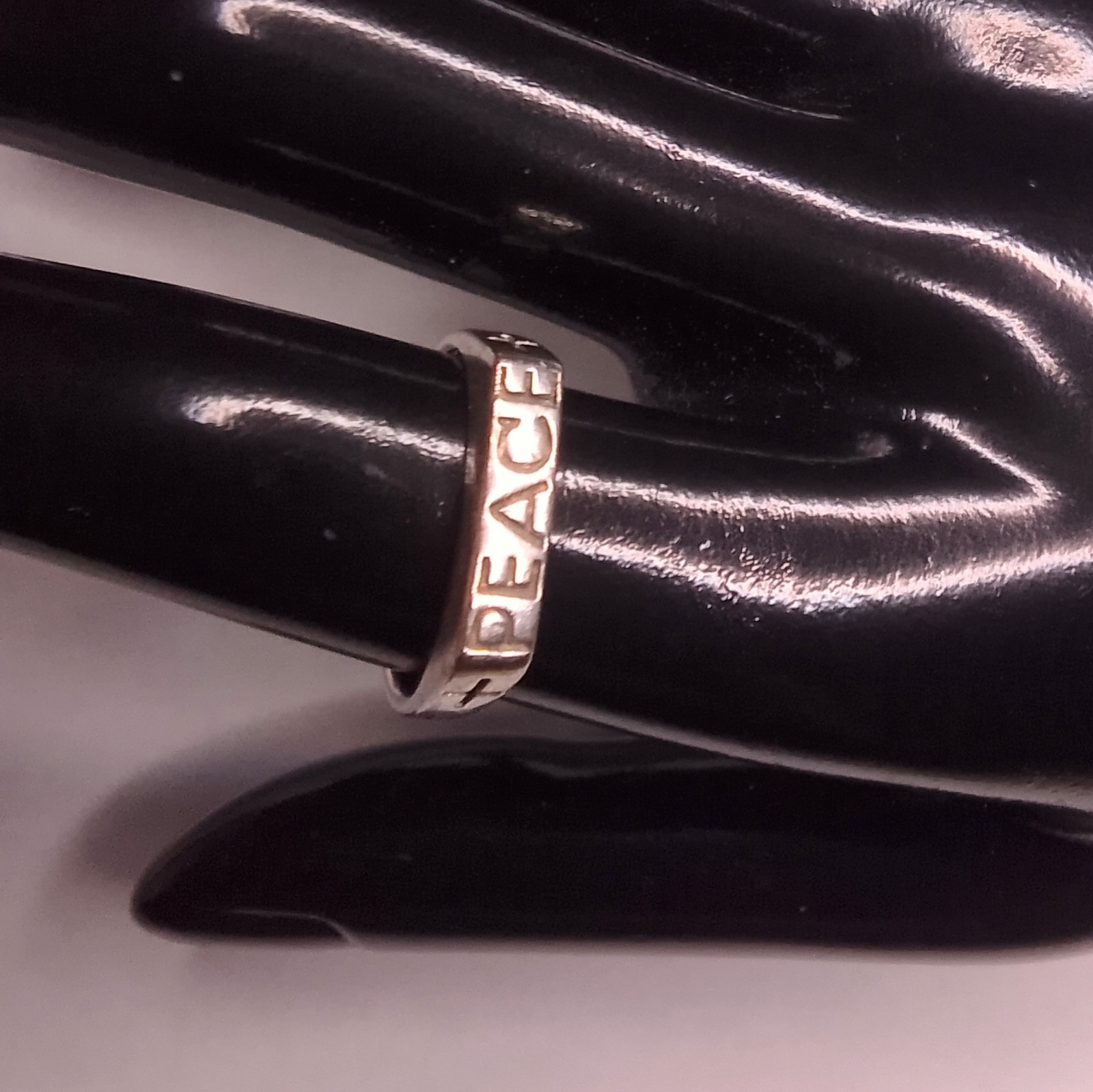 Vintage 925 Sterling Silver Peace Ring Cross Signet Band Sz 7.75 Boho Religious