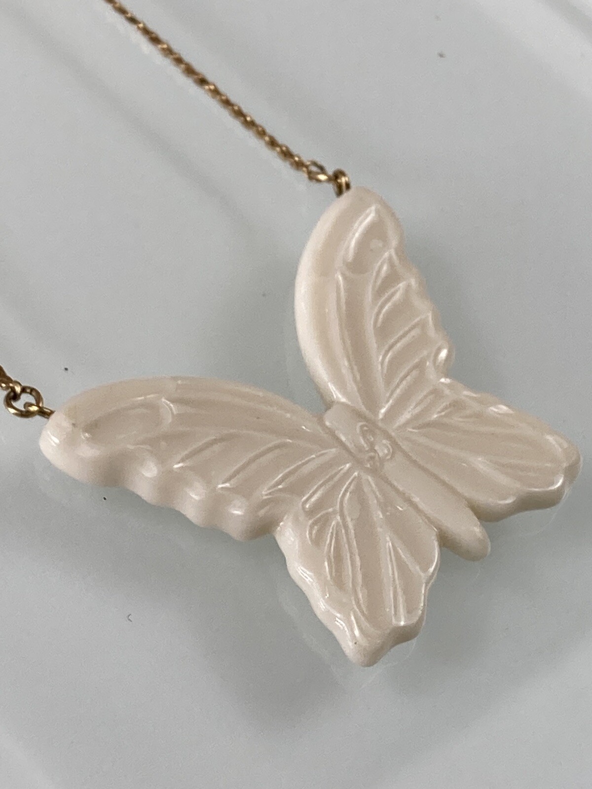 VTG 1/20th 12k Gold Filled Lenox Butterfly Pendant Serpentine Necklace 18.25″L