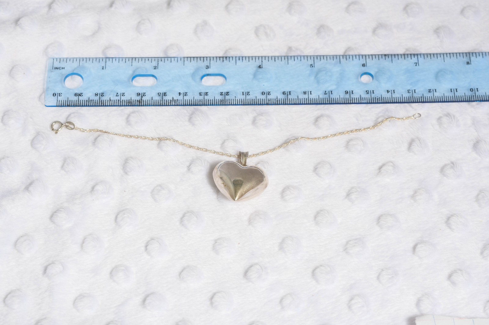 Vintage 7″ 925 Italian ISC sterling silver bracelet w/large puffed heart — A