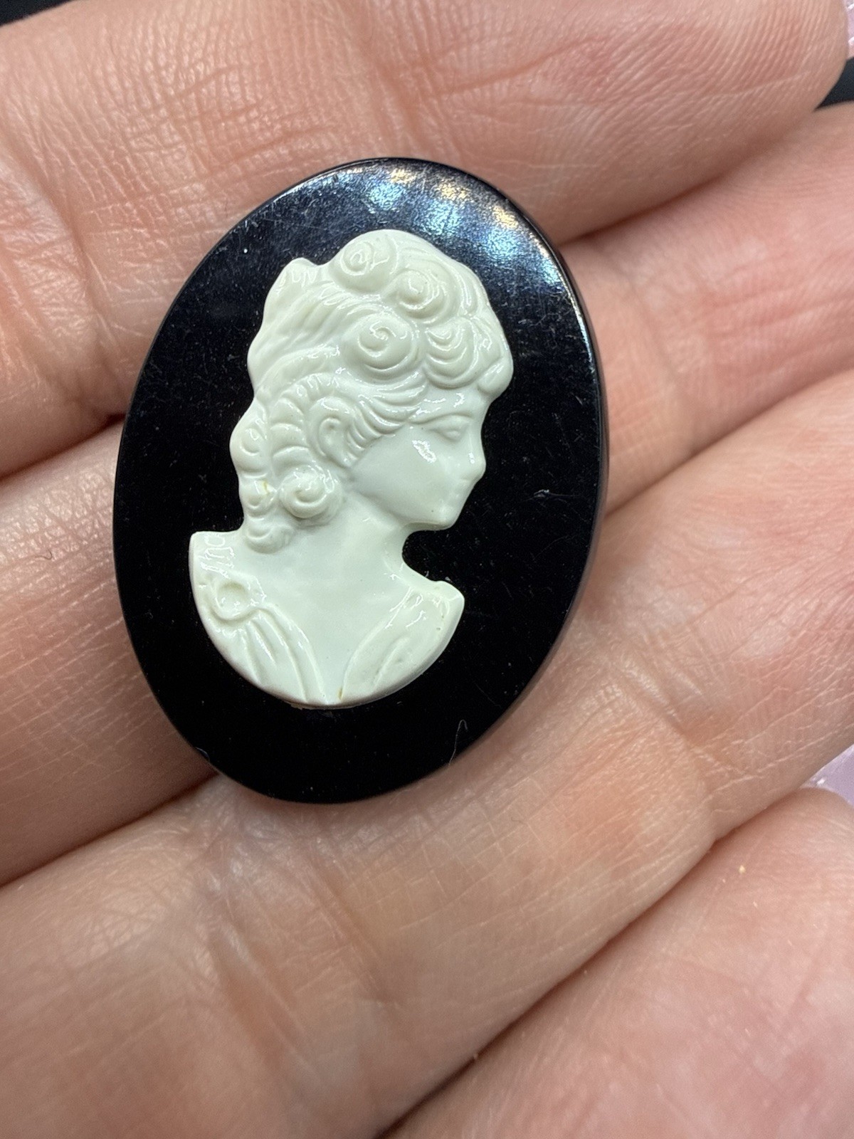 Vintage Cameo Brooch Hat Pin Retro Victorian Revival Jewelry