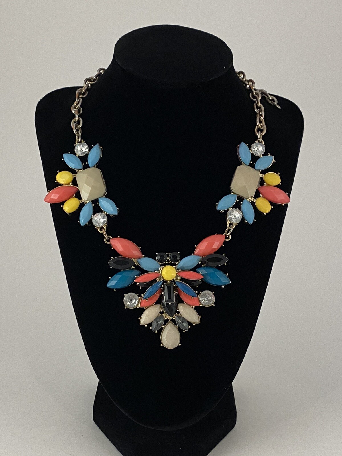 Color Burst Statment Necklace 19” Fun Funky Playful Multi Colors