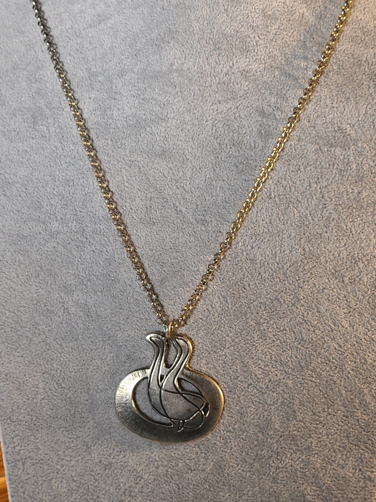 Vintage Eivind Hillestad Norway Pewter Signed EH Pendant Necklace 1960’s