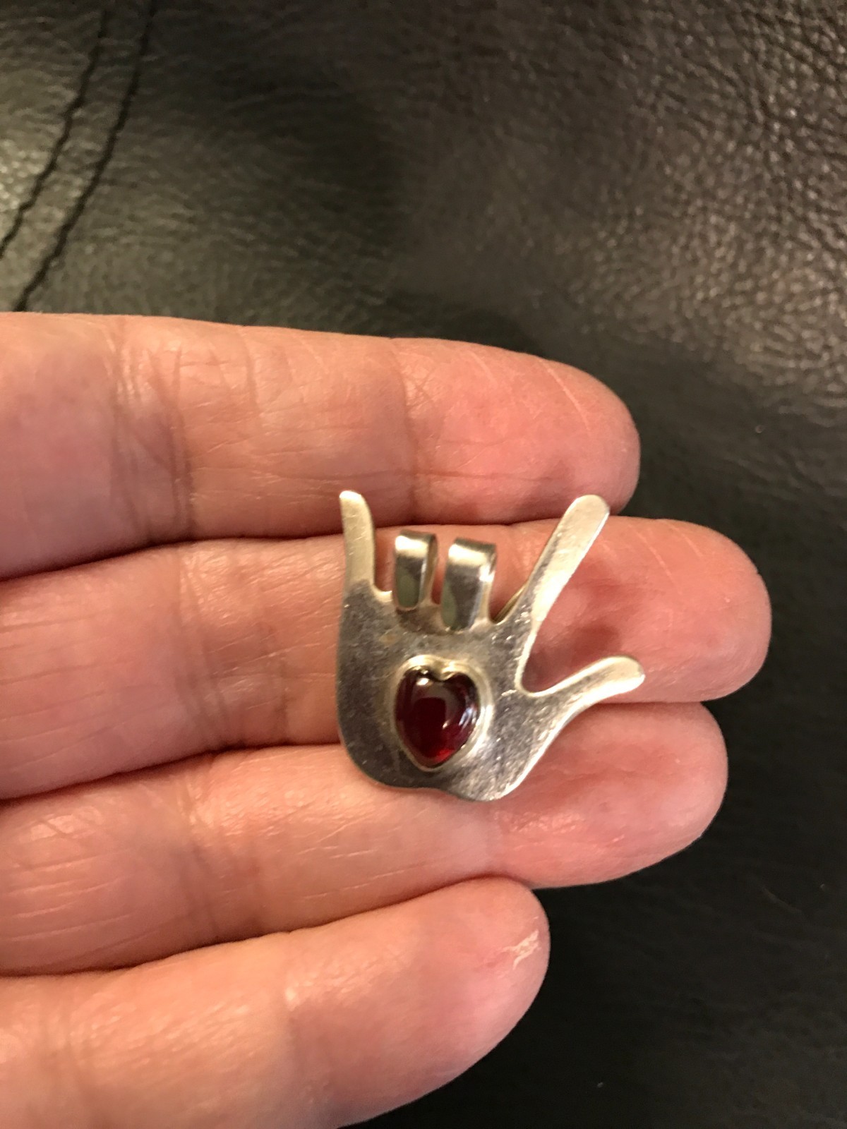 Vtg Sterling Silver GREAT FALLS METAL WORKS I Love You Hand Sign Language Pin