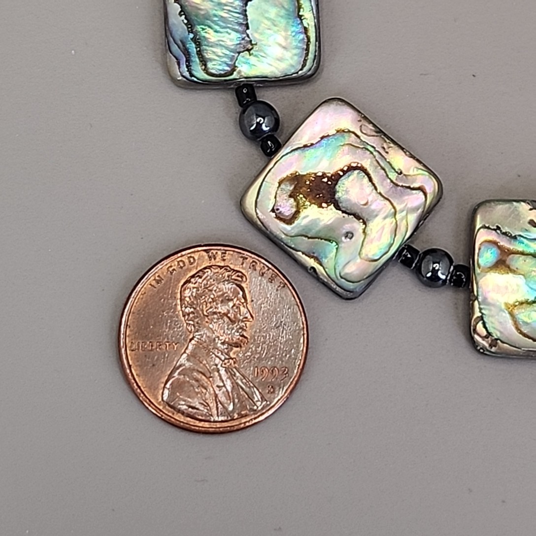 Abalone Bracelet Square Beaded 7.25″
