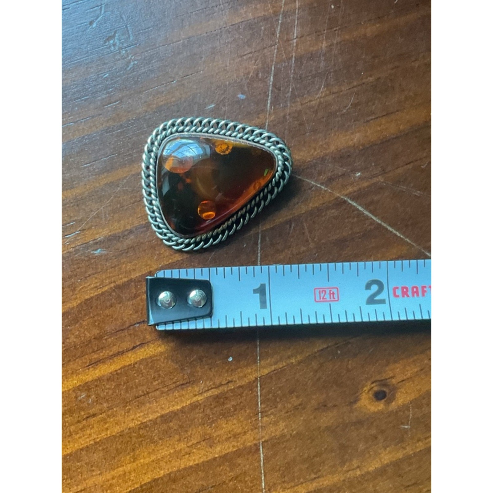 Vintage Baltic Amber Modernist Brooch Pin