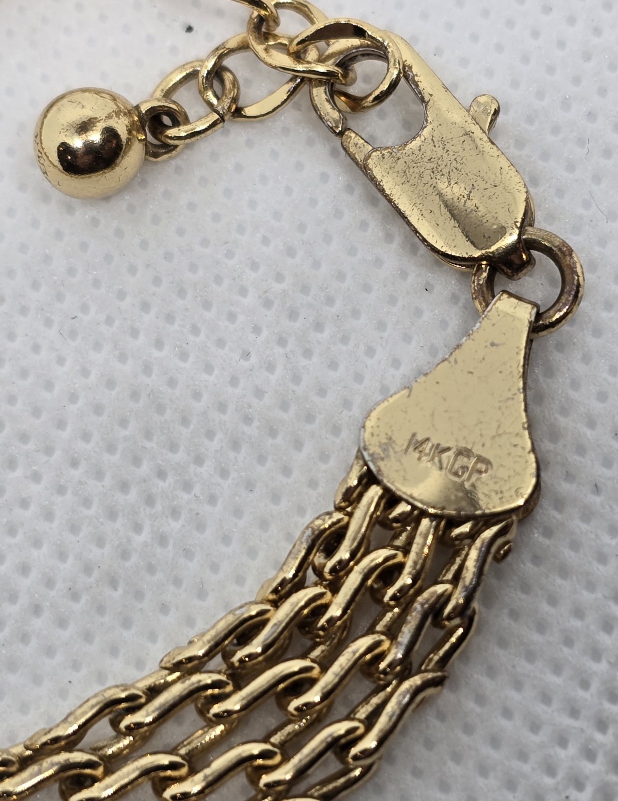 Vintage 14K Gold Plate Chain Weave Necklace & Bracelet Set 3 Inch Extension