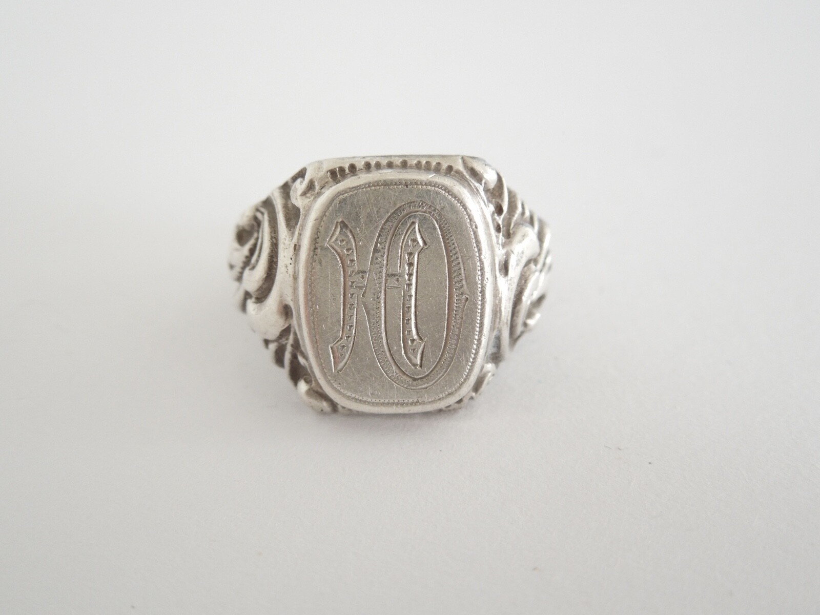 800 Silver Signet Ring Monogram HO OH 7.7 g/Size 51