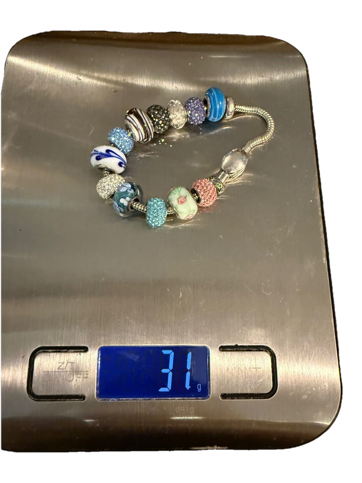 Michael Anthony Sterling Silver Memories Charm Bracelet & 12 charms 7,5 in 31g