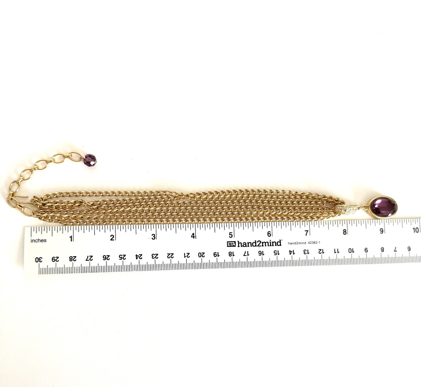 Swarovski Swan Signed Purple Crystal Oval Pendant , Gold Tone Necklace.