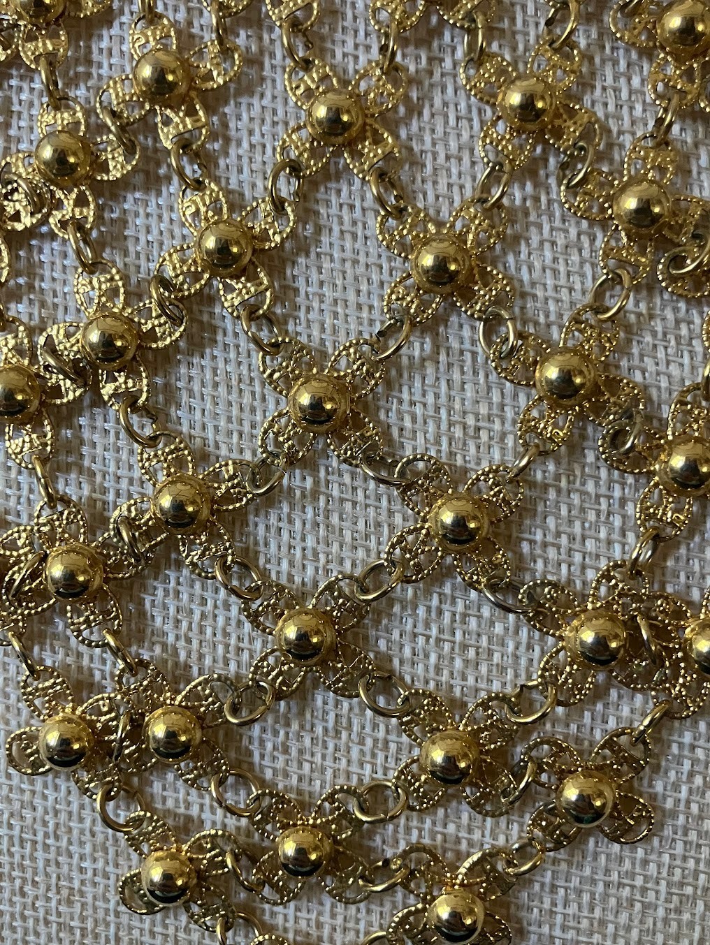 Vintage Flower Bib Necklace Ornate Adjustable Handkerchief Cascade Choker READ
