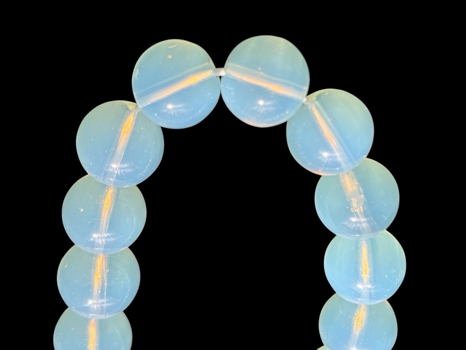 Vintage Opaline Glass Fabulous Beaded Elastic Bracelet Mint