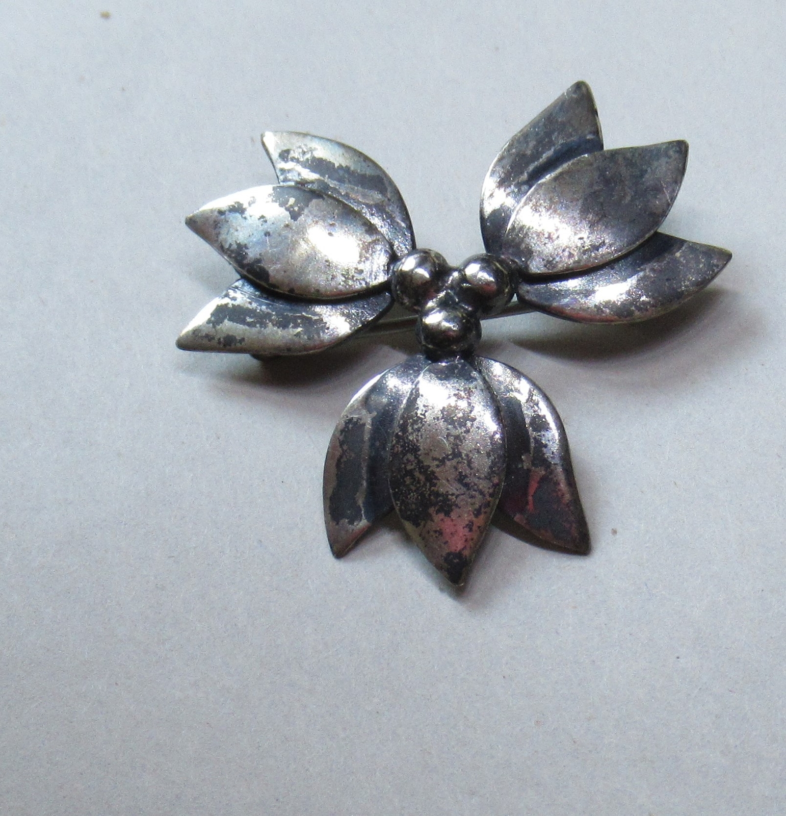 Vintage Signed Mystery Maker Sterling Silver Floral Brooch