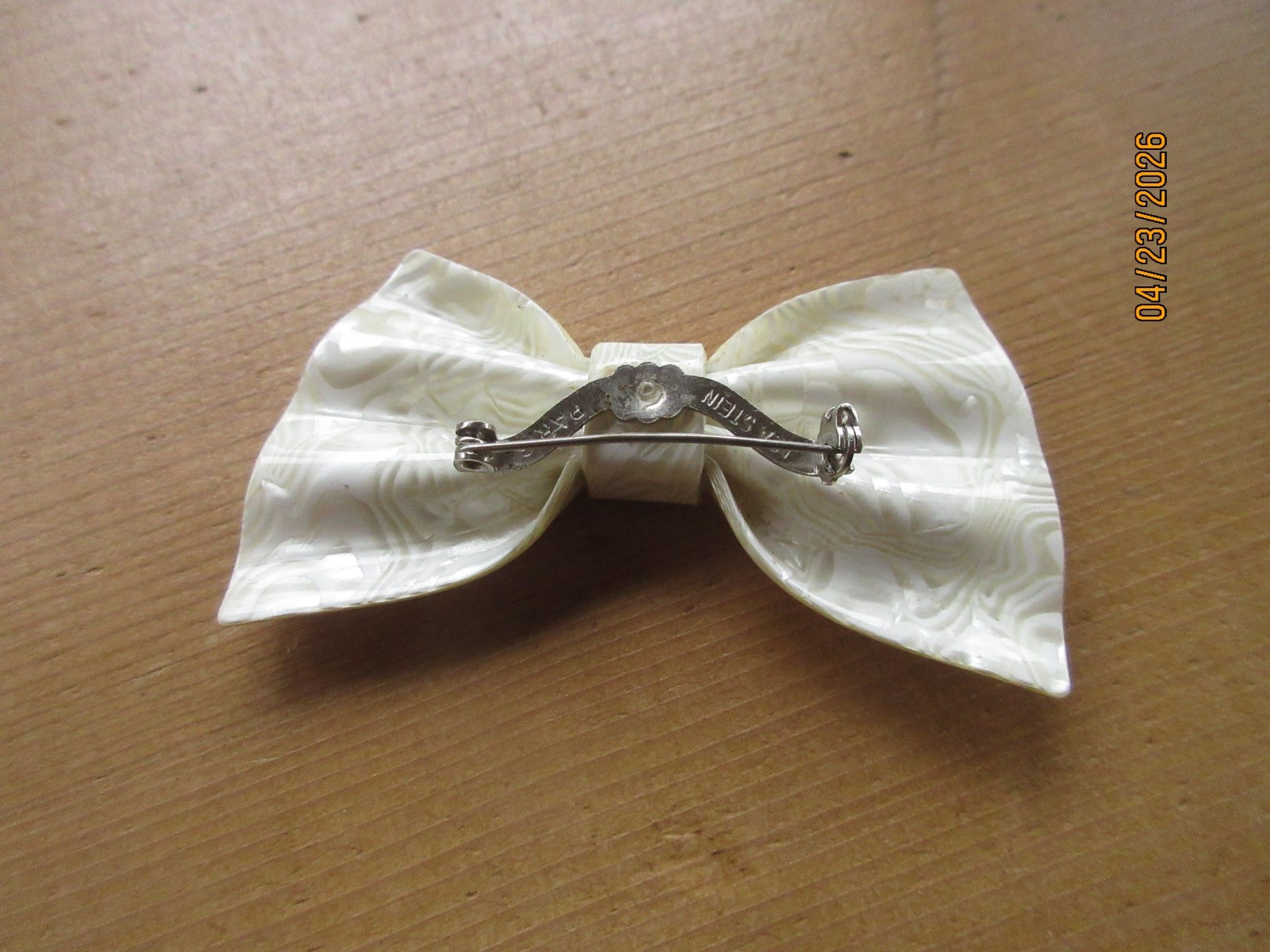 Vintage 1970’s Signed Lea Stein Paris Bow Tie Brooch Cellulose Acetate