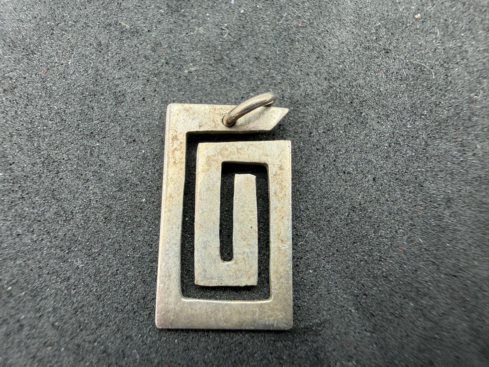 1.32g Vintage Sterling Silver 925 Geometric Modernist Rectangle Pendant M