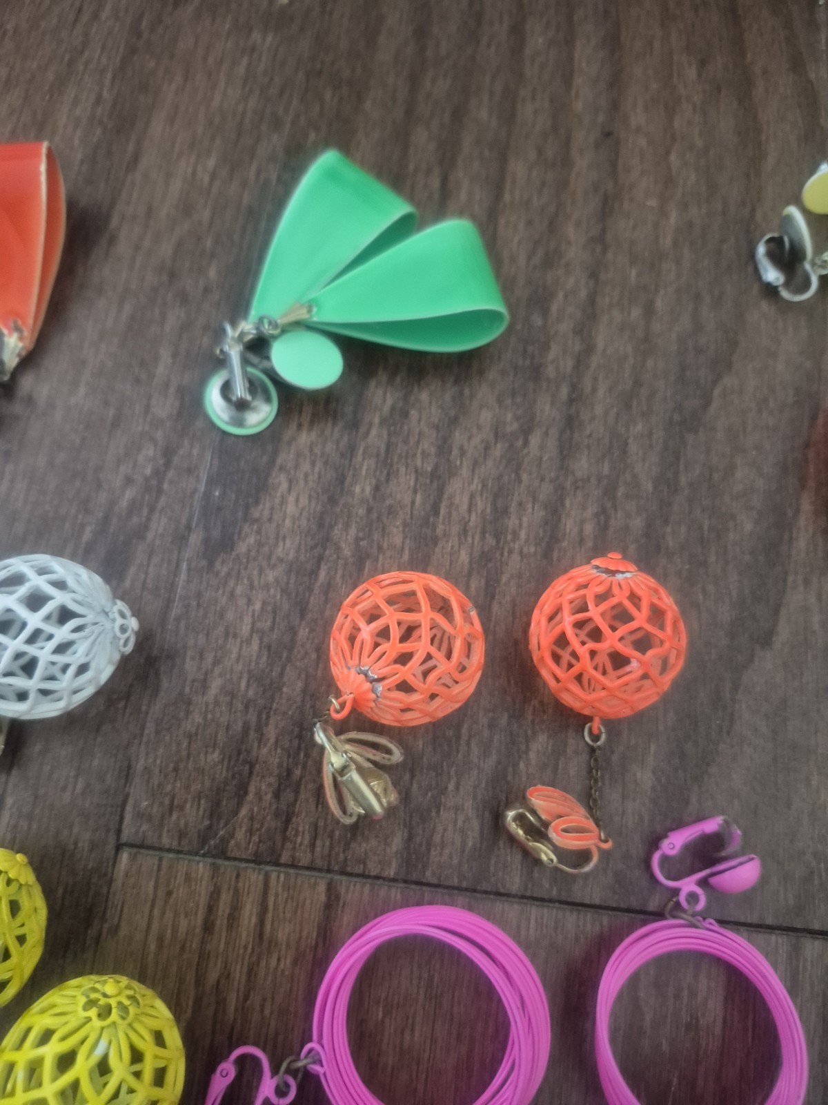 Vintage s Big Bold Retro Earrings Lot Bright Colorful Funky