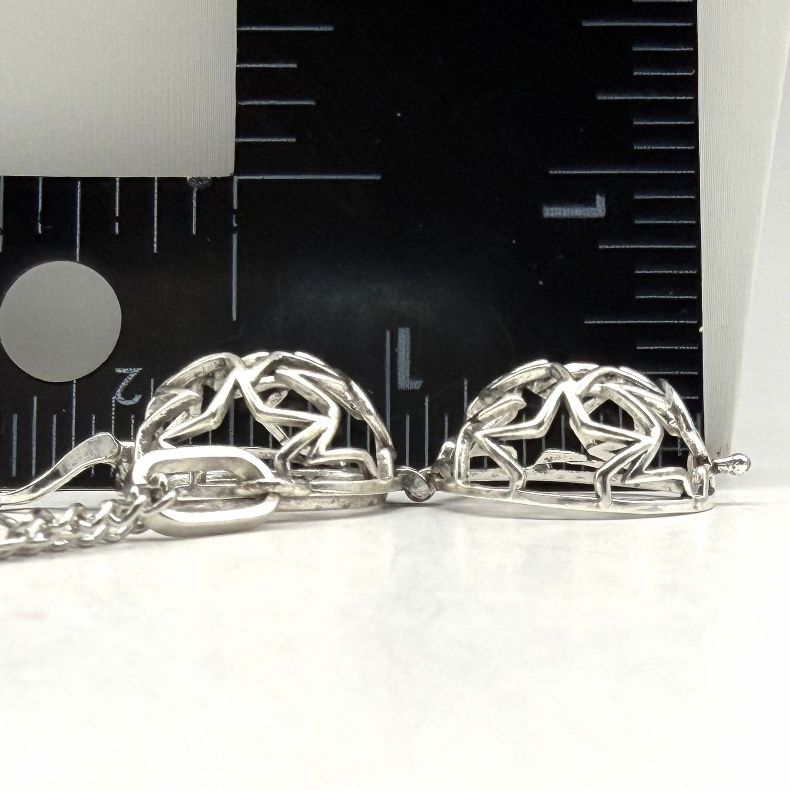 Vintage Silver Tone Cage Pendant Necklace 20 Inch Chain Y2K