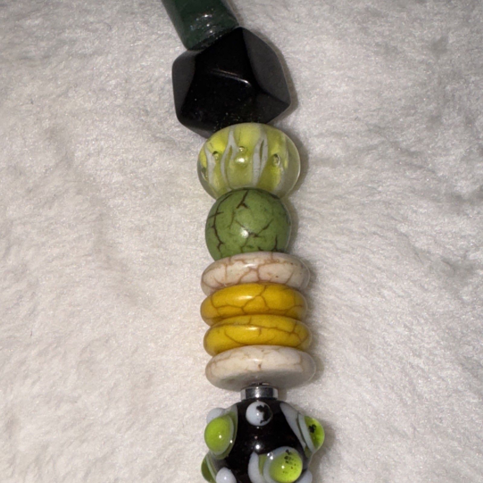 Vintage Handmade Multi Gemstone Including Jade And Black Onyx Necklace