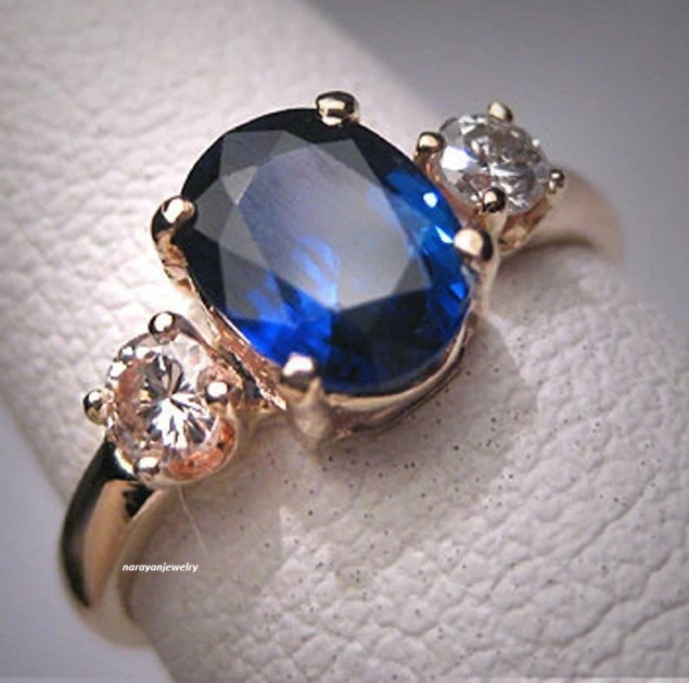 3.90 Ct Natural Sapphire Art Deco Vintage Engagement Ring 14K Rose Gold Finish