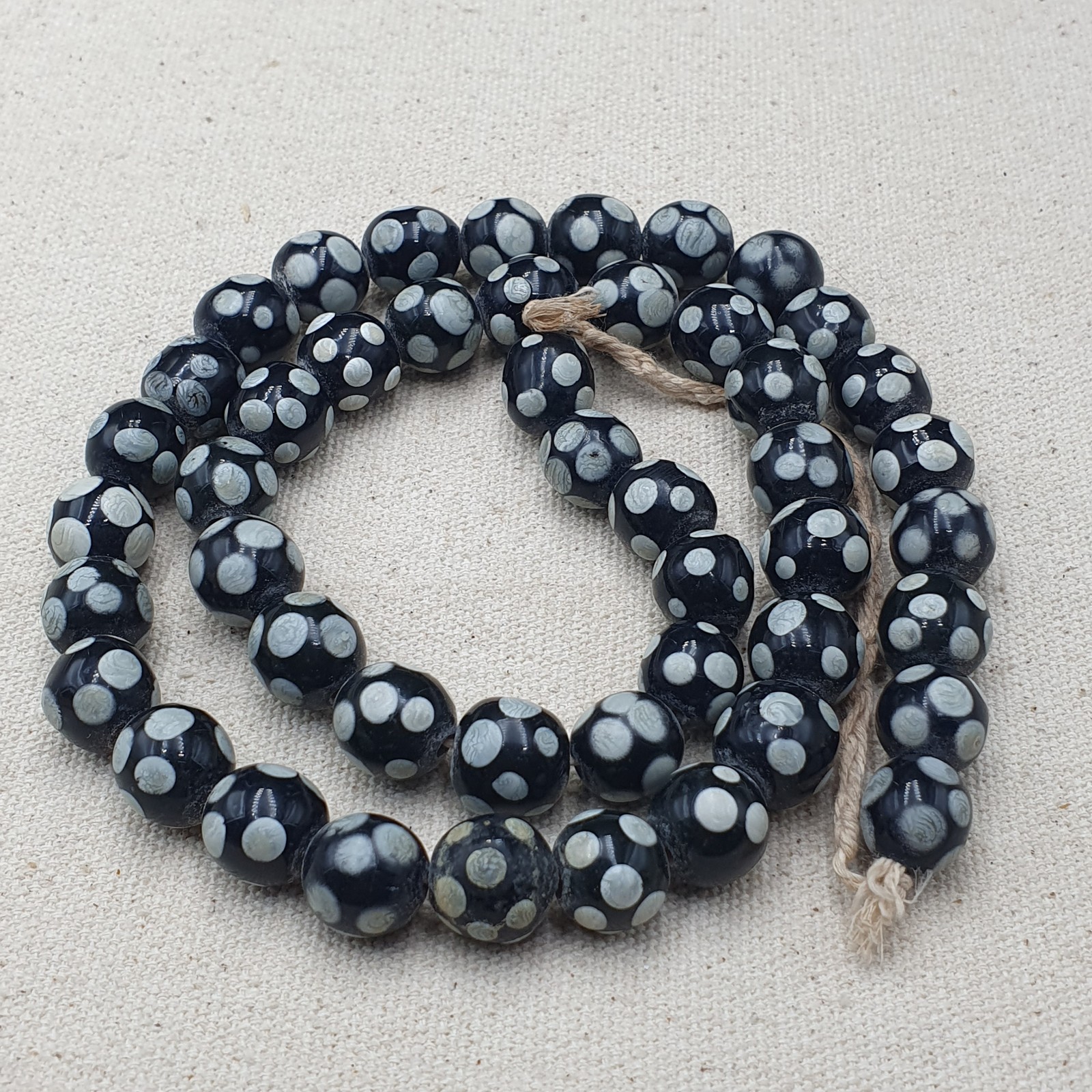 Authentic Vintage African Glass Beads Necklace Skunk Bead Design