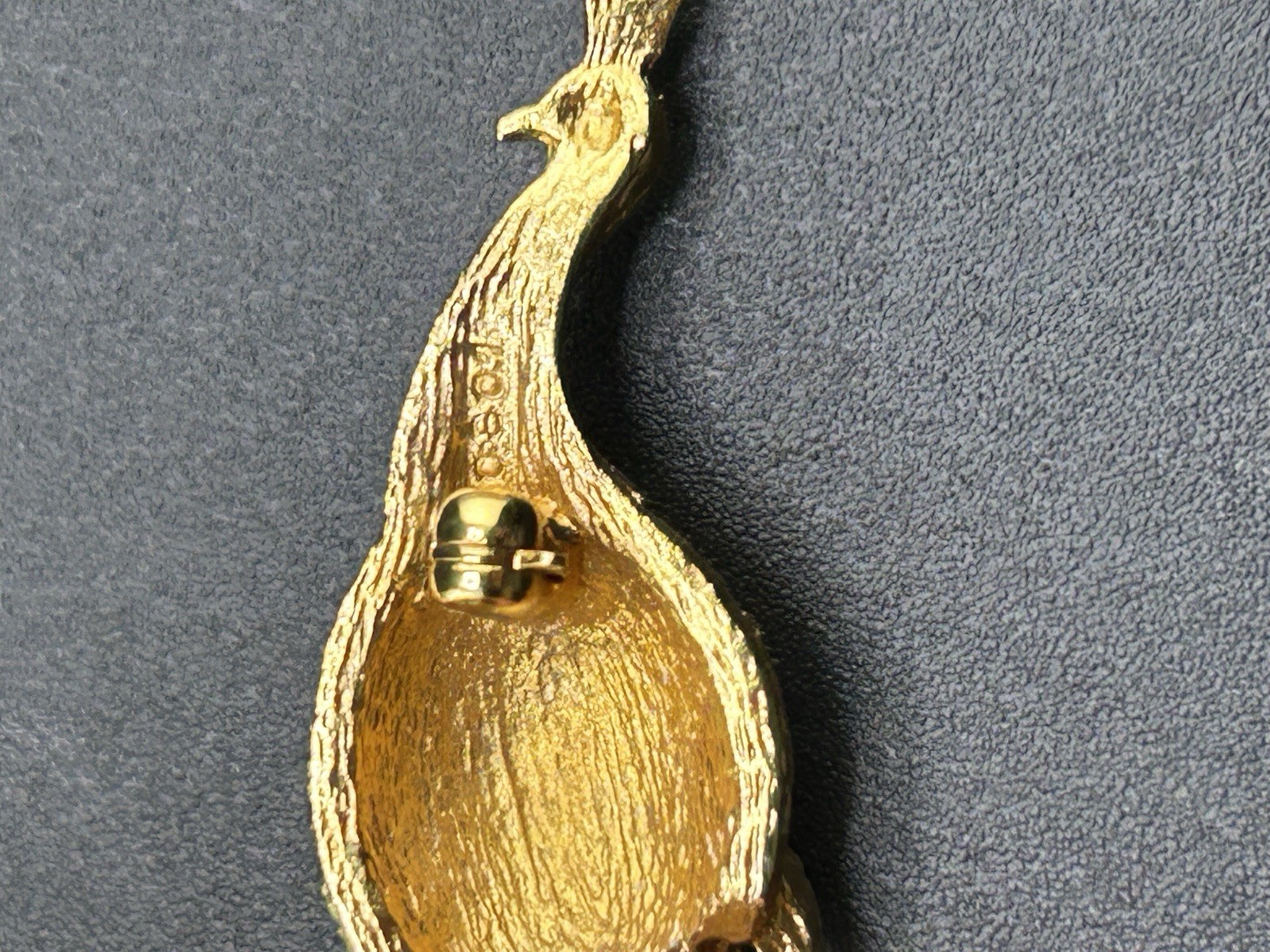 Designer (Panetta?) Signed Pave Rhinestone Peacock Brooch