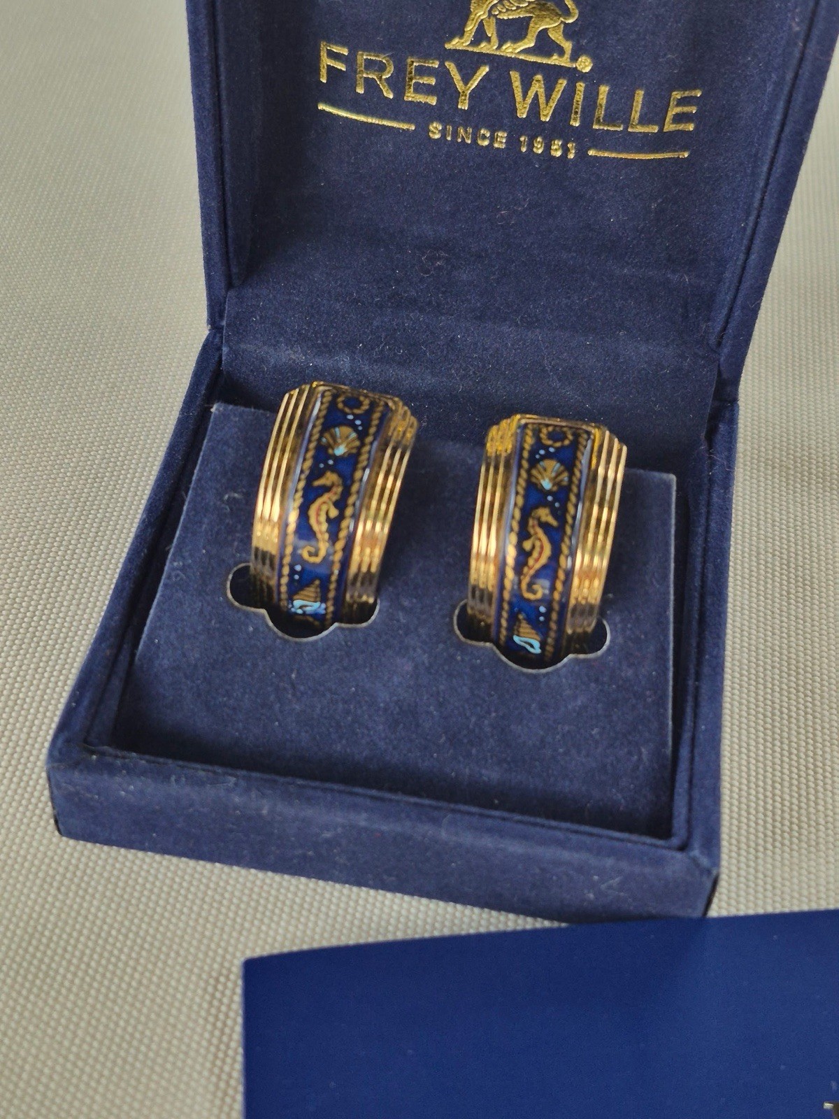 Rare Vintage Maritime 24k Gold Plated Frey Wille Clip Earrings
