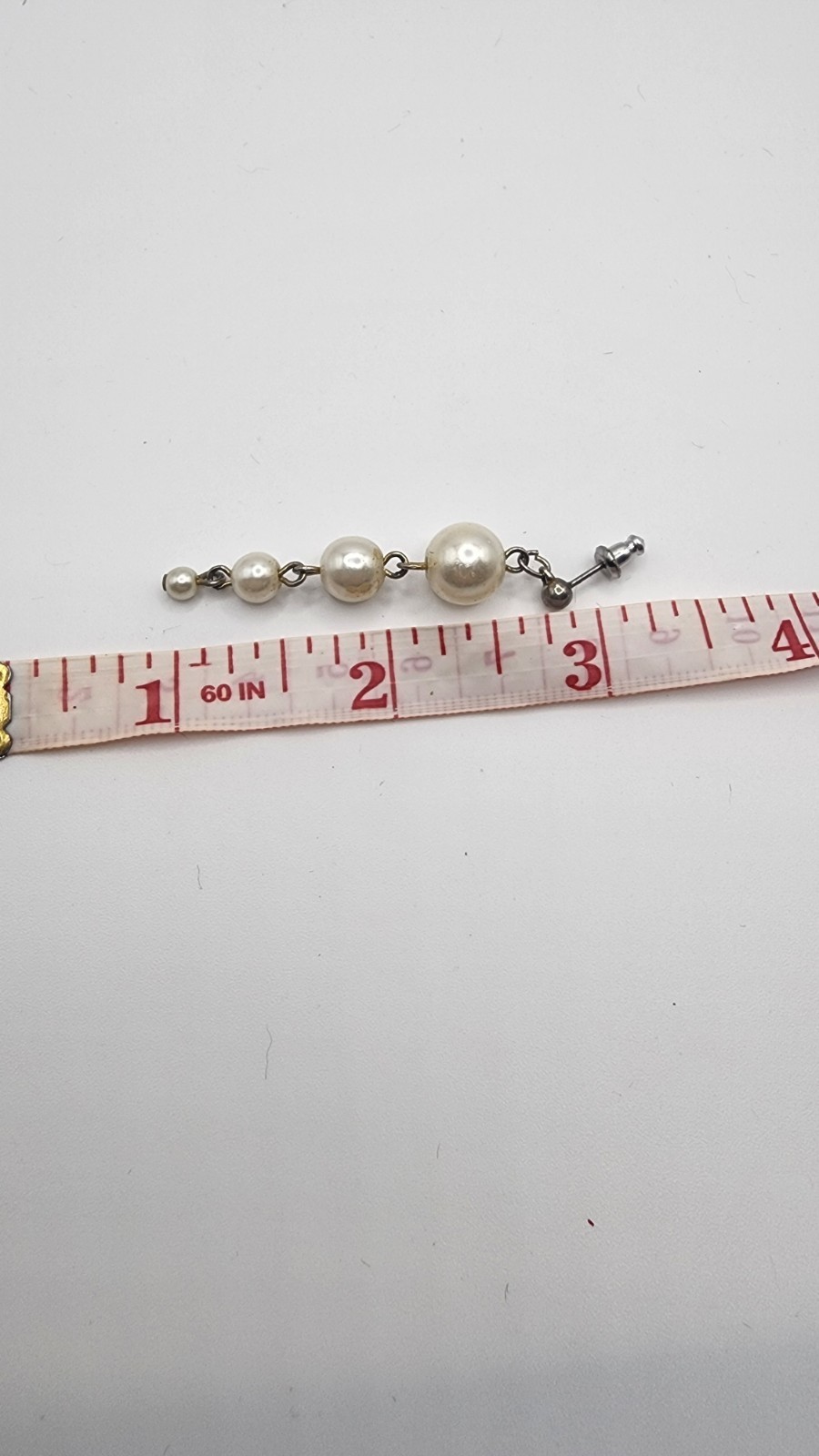 Lot Of 2 Vintage Faux Pearl Gold Tone Dangle Earrings 4 Bead Women’s Jewelry Old
