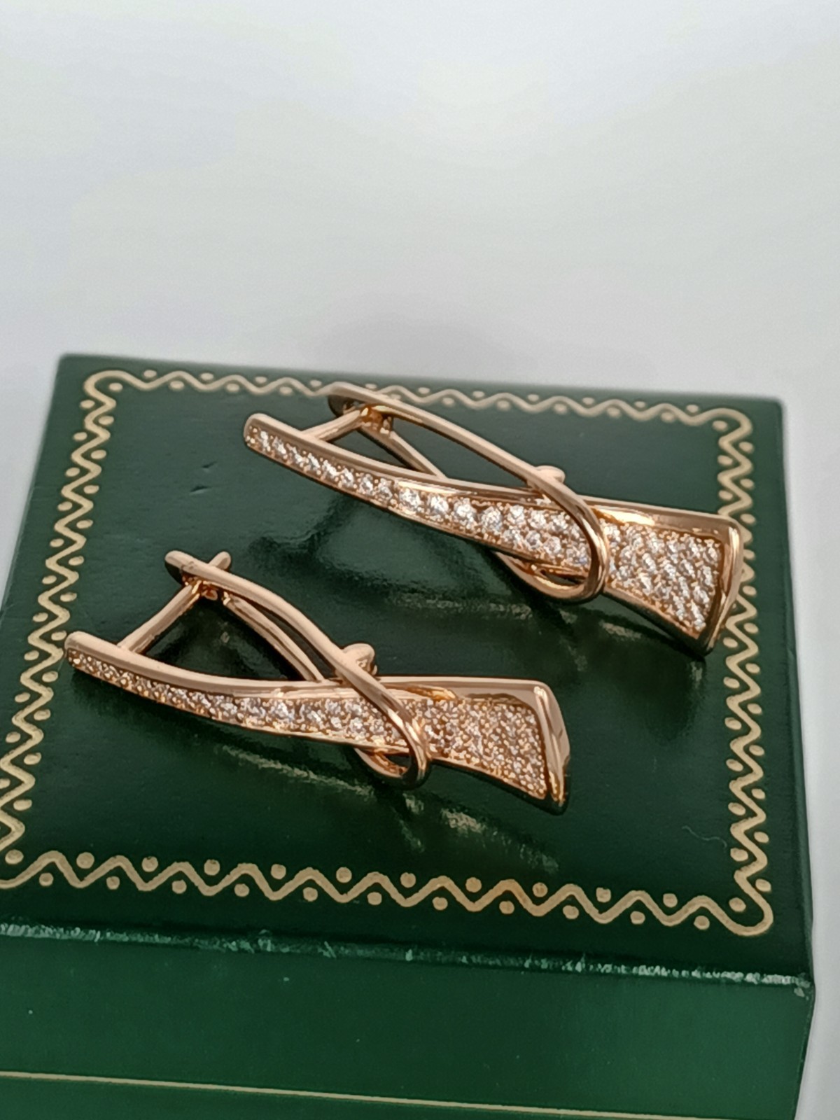 Vintage 1990-s 14 Ct Rolled Gold Zircons Earrings-Hallmarked 585 RG
